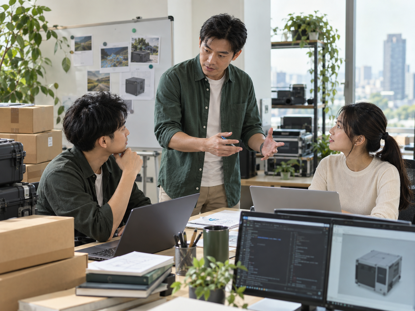 企業專案團隊討論增聘人手與設備需求
